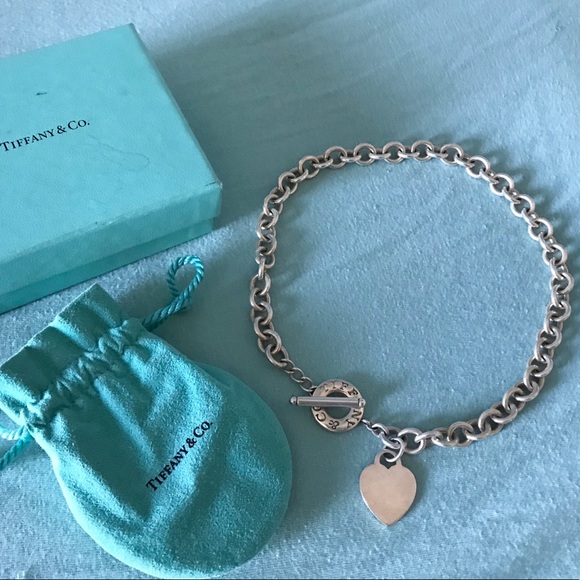 0.925 Sterling Tiffany Heart Toggle Necklace - Picture 2 of 7